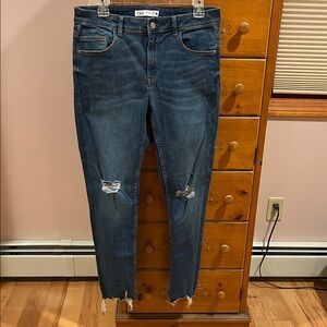 Zara Dark Blue Ripped Jeans